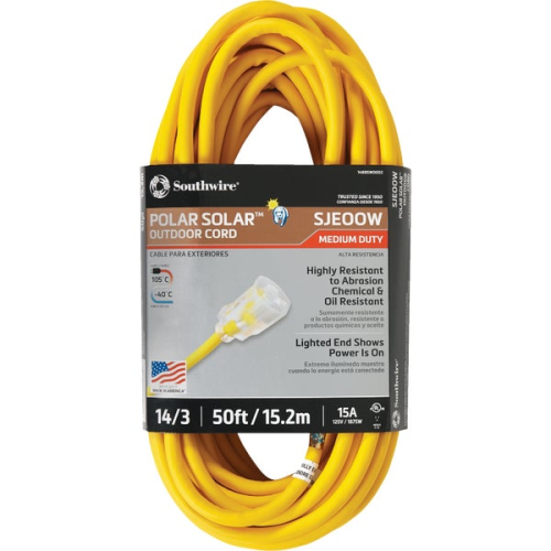 Extension Cord 50ft Yellow