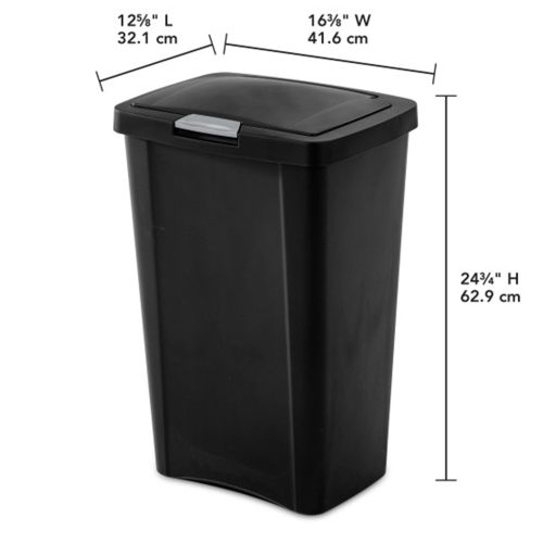 Wastebasket Touch Top 13G Black