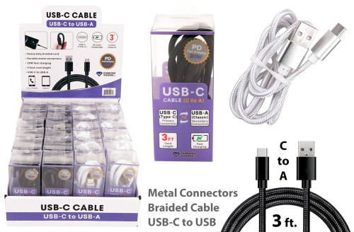 USB-C Braided Cable 3"