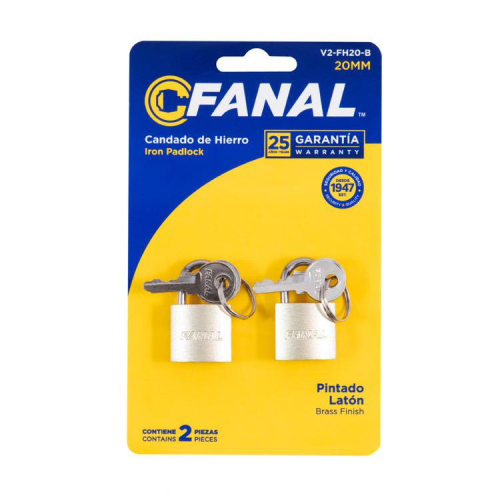Padlock 20mm 2pk Silver Iron