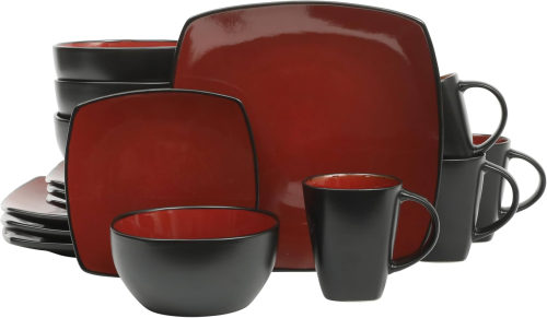 Dinnerware Set 16pc Soho Red/Blk