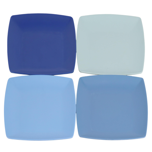 Plate Set 4pc Melamine Square BL