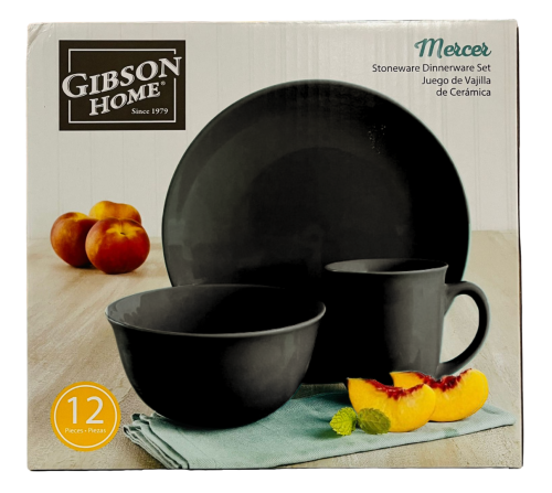 Dnnerware Set 12pc Blk