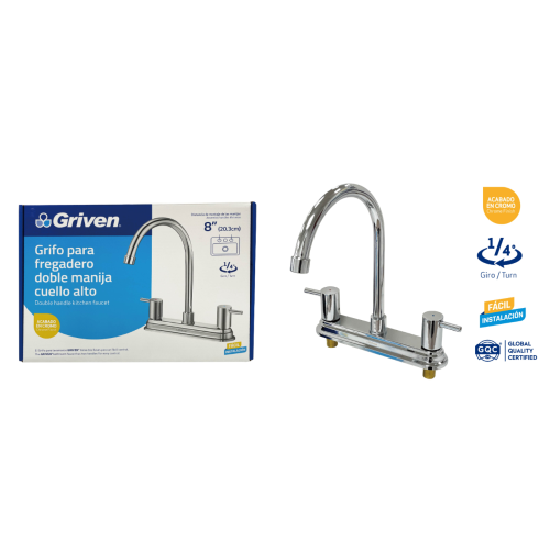 Kitchen Faucet Double 8" Chrome