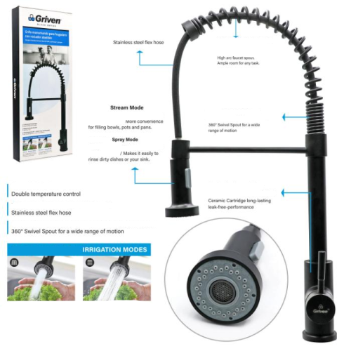 Kitchen Faucet with Sprayer Black