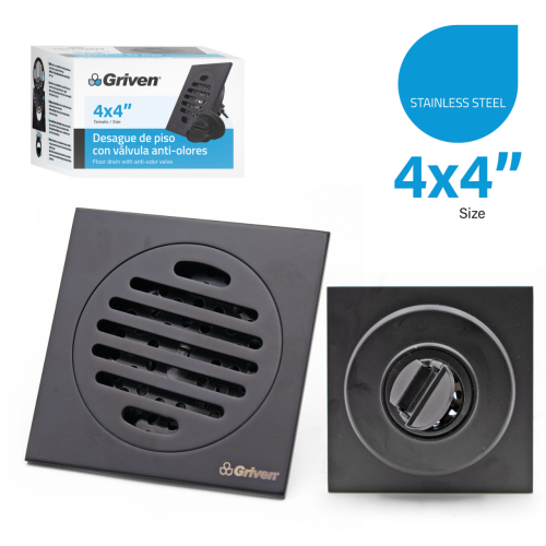 Floor Drain Anti-Oder 4x4" Blk