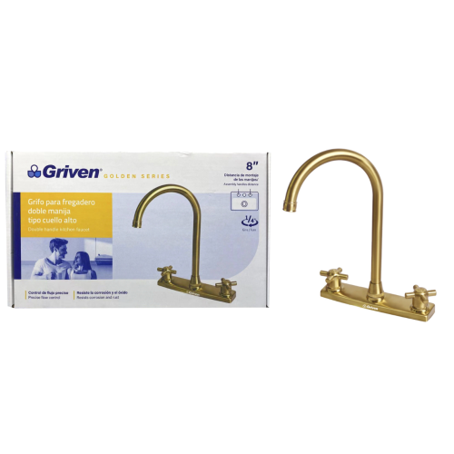 Faucet Kitchen Double Gold 8"
