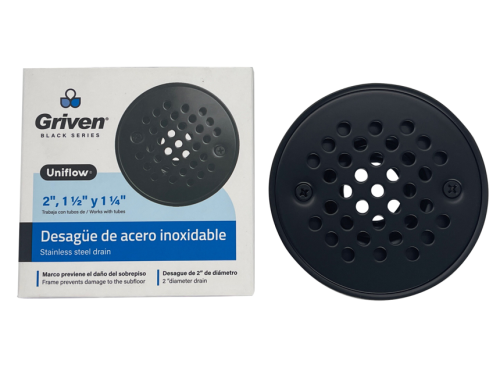 Sink Drain Blk Round SS 4"