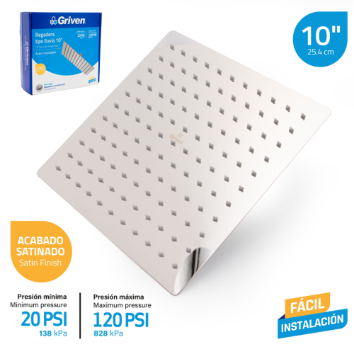 10" Rainstyle Chrome Square Head