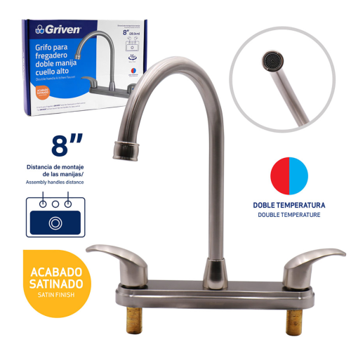 Kitchen Faucet Double 8"