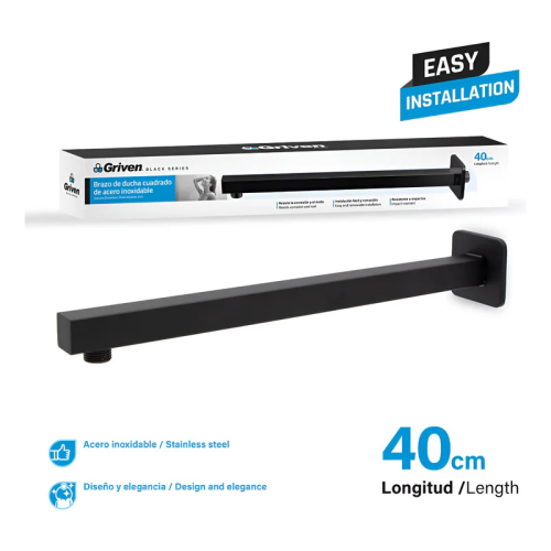 Shower Arm 40cm Black