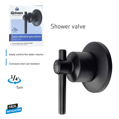 Shower Valve 1/4" Black