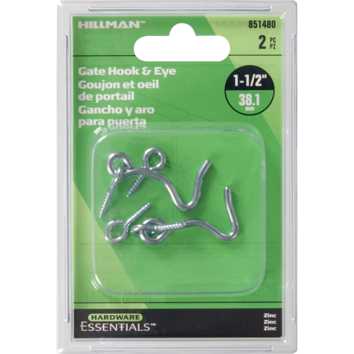 Gate Hook & Eye 1 1/2" Zinc 2p