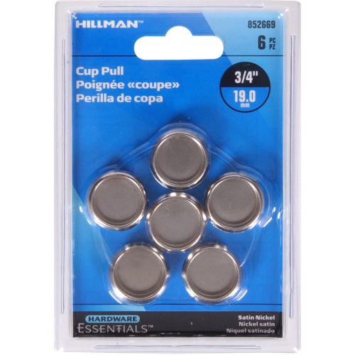 Cup Pull 3/4" Satin Nickel (6pc)