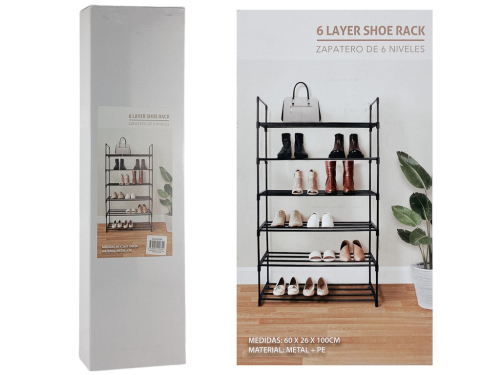 Shoe Rack 6 Layer Black