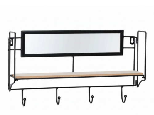 Wall Shelf w/Mirror & Hooks