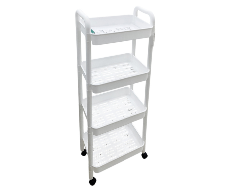 Shelf Plastic W Wheels 4 Tiers