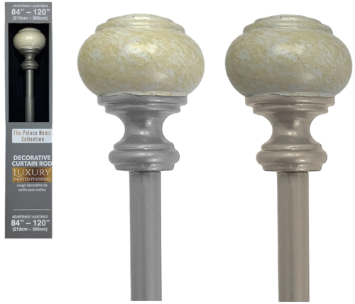 Metal Curtain Rod Brass 84"-120"