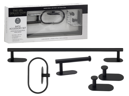 Bath Set 5pc Matt Black