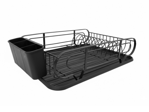  Dish Rack w/Plastic Tray Black 