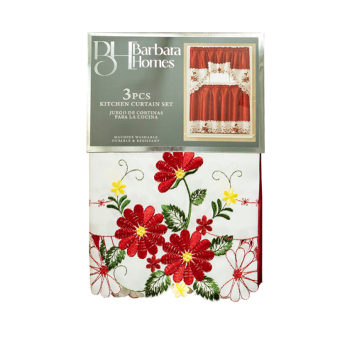 3pc Kitchen Curtain Set Burgandy