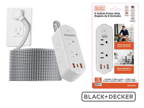 6 Outlet w/ 2 USB Power Strip