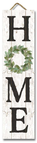 Sign 24x6" Home Green Wreath
