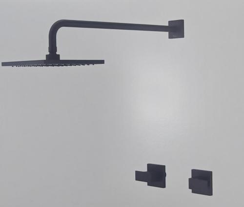 Shower Head Set Black 2 Handle