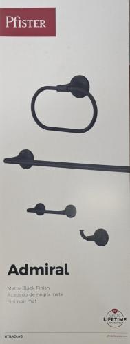 Towel Bar Admiral 24" Black 4pc