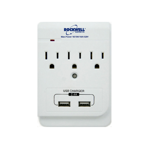 Surge Protector 3 Outlet With 2 USB Ports