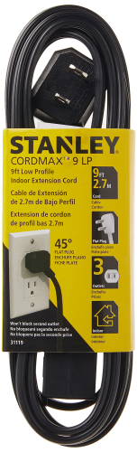Extension Cord 9' 3 Outlet Black
