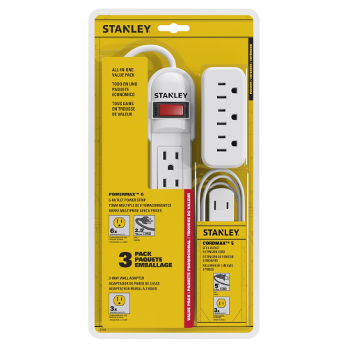 PowerStrip Set 3pk White Allin1