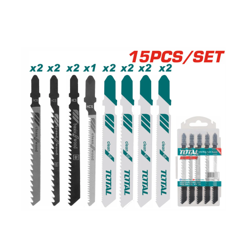 Jig Saw Blades Set 15pc (Aluminum, Wood, Metal)