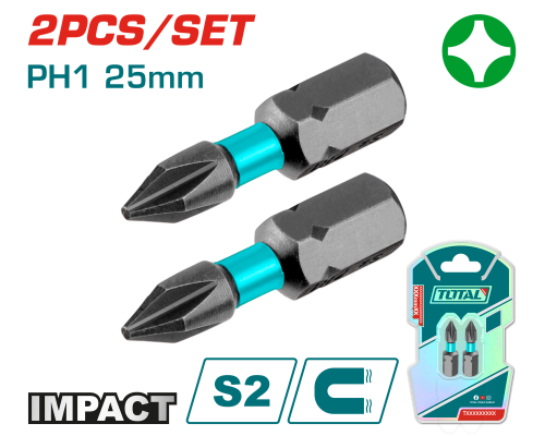 Impact Screwdriver Bits PH1 2pc