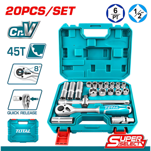 20pc Socket Set 1/2" Drive