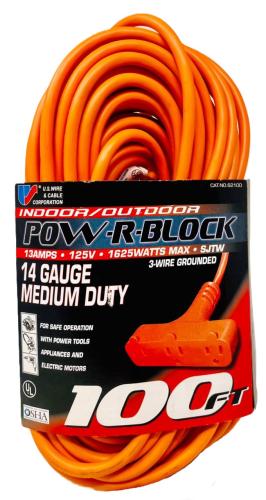 Extension Cord 100ft 14G 15Amp