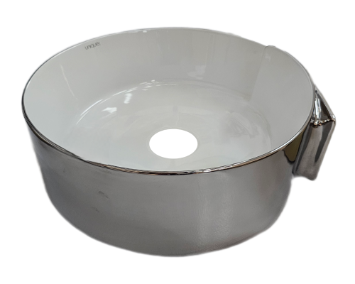Basin Oval 17x17x6.7" Silver/Wht