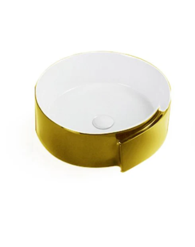 Basin Oval 17x17x6.7" Yl Gld/Wht