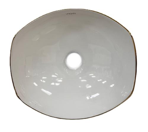 Basin Oval 16x15x6" RseGld/Wht