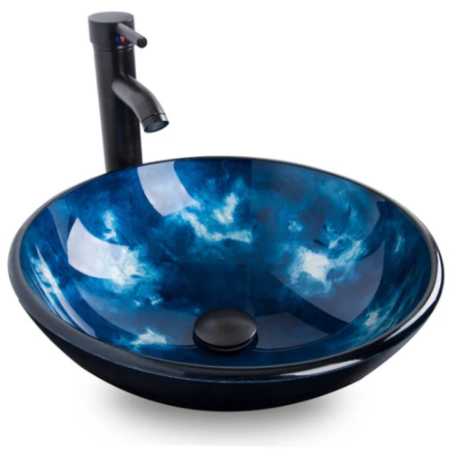 Glass Vessel Sink Blue