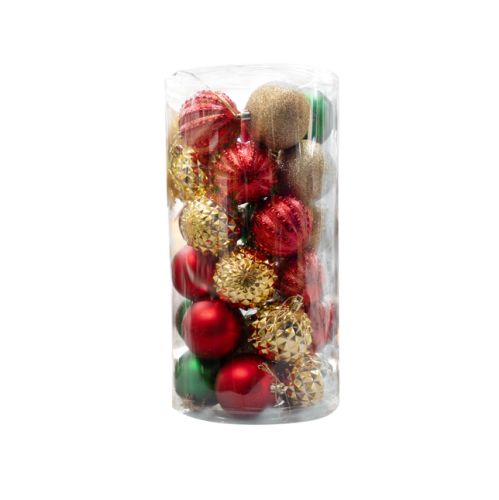 Christmas Ball Decor 30pk Red/Gold/Green