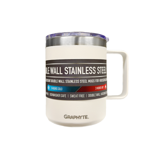 Double Wall SS Mug 12Oz White