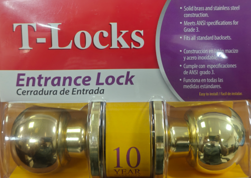 Entrance Lock Polished Brass