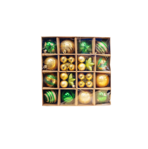 Christmas Balls Green/Gold 42pcs