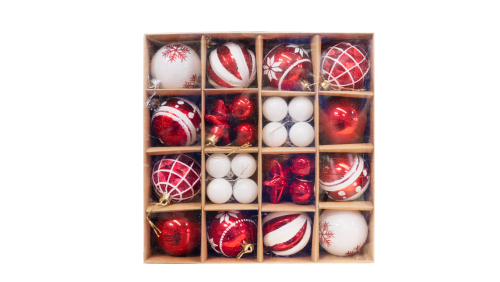 Christmas Balls White/Red 42pcs