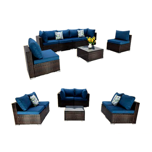 Patio Set Peacock Blue w/Gradient Brown Rattan