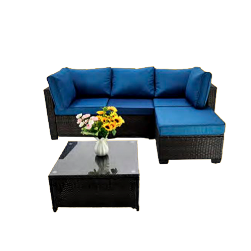 Patio Set Peacock Blue w/Brown Flat Rattan