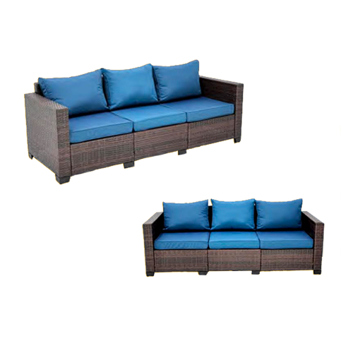 Patio Set Peacock Blue w/Brown Gradient Flat Rattan