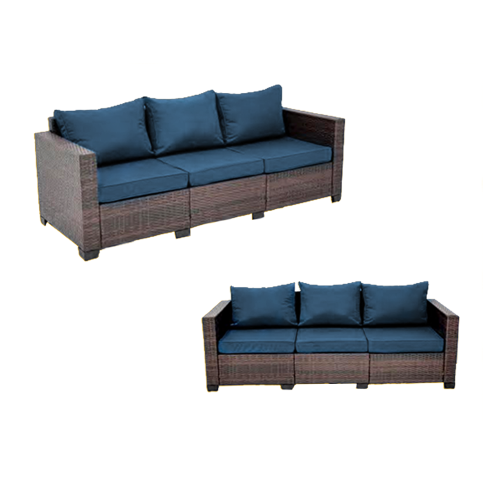 Patio Set Dark Blue w/Brown Gradient Flat Rattan