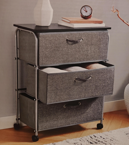 Storage Cart 3 Drawer Wide Grey